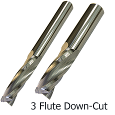 3 Flute Spiral Down-cut   Solid Carbide