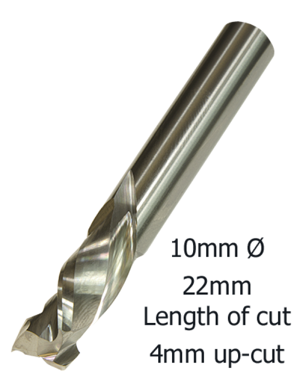 10mm Ø COMPRESSION 2F x 22mm x 4mm up/cut x 10mm O