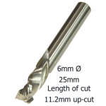 6mm Ø COMPRESSION 2F x 25mm x 11.2mm up/cut x 6mm 