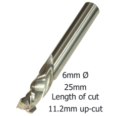6mm Ø COMPRESSION 2F x 25mm x 11.2mm up/cut x 6mm 