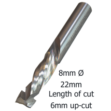 8mm Ø COMPRESSION 2F x 22mm x 6mm up/cut x 8mm C