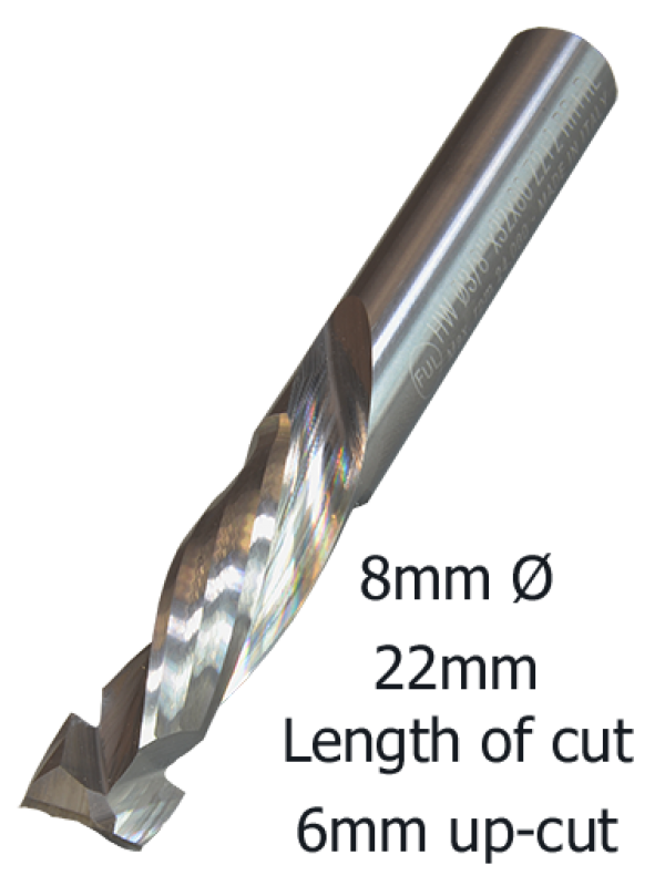 8mm Ø COMPRESSION 2F x 22mm x 6mm up/cut x 8mm C