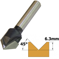 V Groover TCT 45° x 12.7mm x 1/4 Shank F