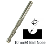 10mmØ Ball Nose Upcut Spiral x 22mm x 10mm- 2 Flute     