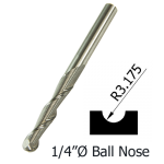 1/4Ø Ball Nose Upcut Spiral x 19mm x 1/4- 2 Flute
