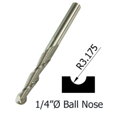 1/4Ø Ball Nose Upcut Spiral x 19mm x 1/4- 2 Flute