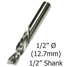 1/2 (12.7mm)Ø Downcut Spiral x 42mm x 1/2- 2 Flute  