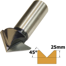 V Groover TCT 45° x 52mm x 1/2 Shank F